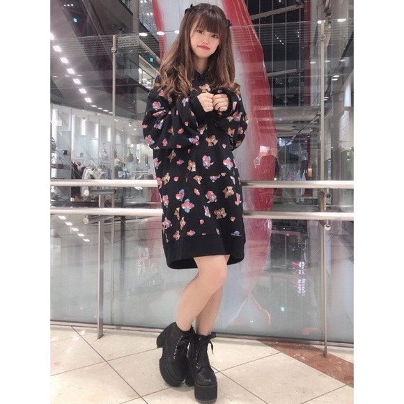 Ank Rouge Strawberry Retro Bear Big Hoodie - Picture 1 of 5